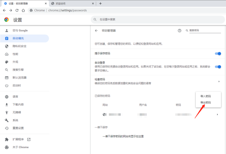 谷歌浏览器怎么导出密码2