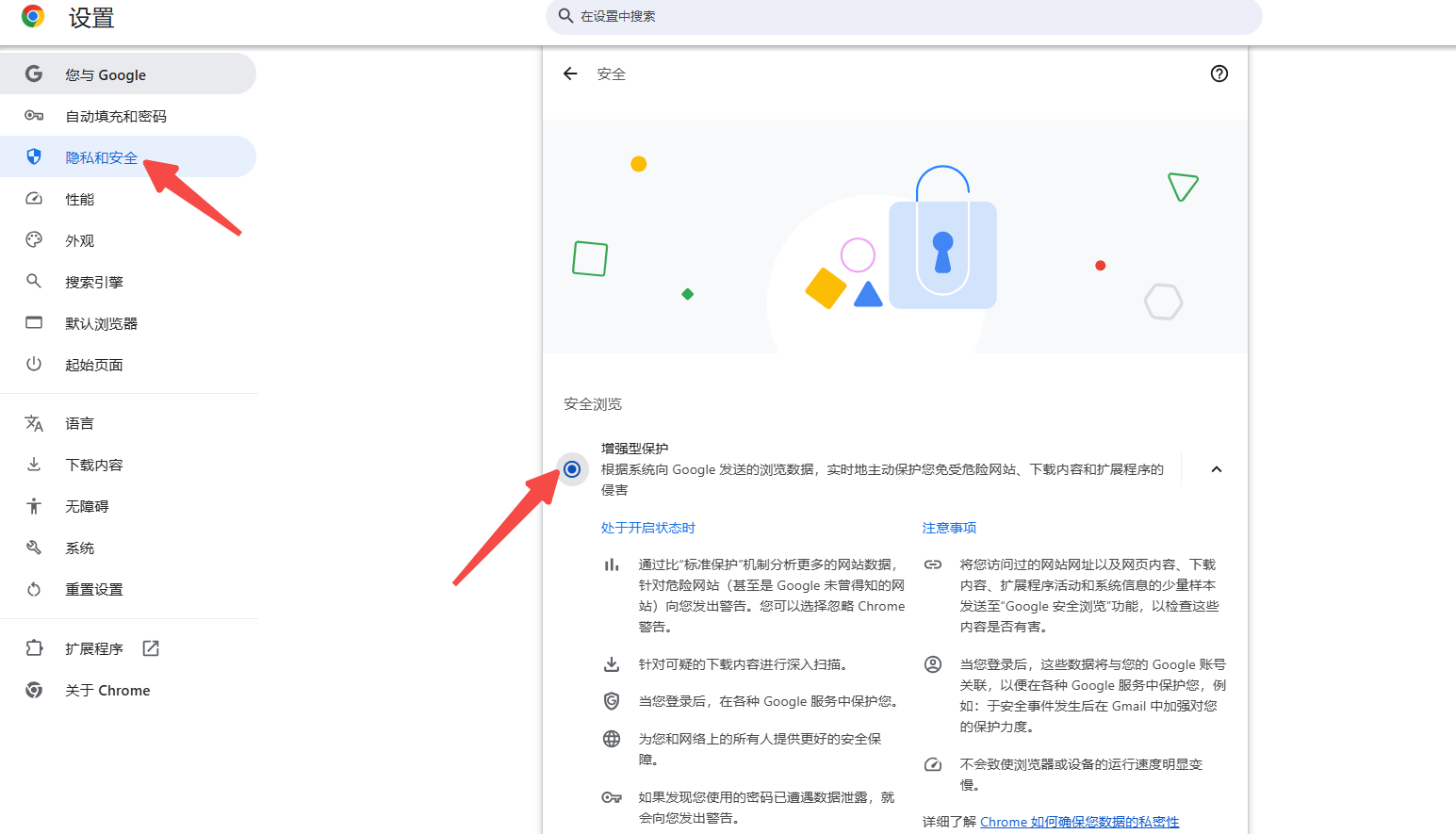 Chrome的隐私设置选择5