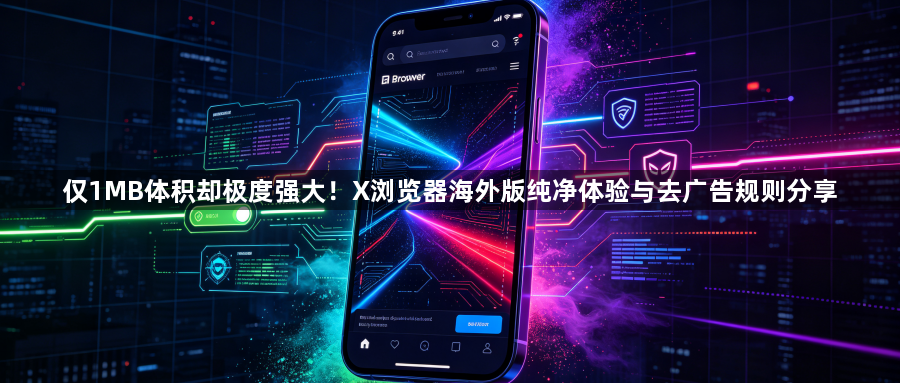仅1MB体积却极度强大!X浏览器海外版纯净体验与去广告规则分享1