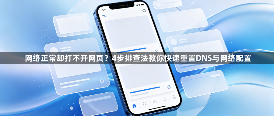 网络正常却打不开网页?4步排查法教你快速重置DNS与网络配置1